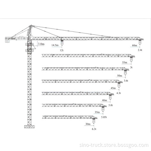 XCMG Tower Crane Qtz200 (6024-12) 12 Tons Max Load